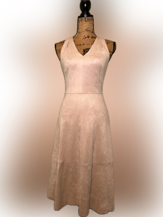 ANTONIO MELANI Dresses & Skirts - NWT ANTONIO MELANI Quint Faux Suede Sleeveless Aline Nude Blush Midi Dress 2
